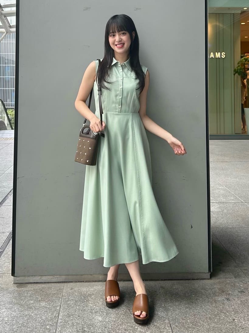 NATURAL BEAUTY BASIC | 襟付きバイカラーステッチワンピース