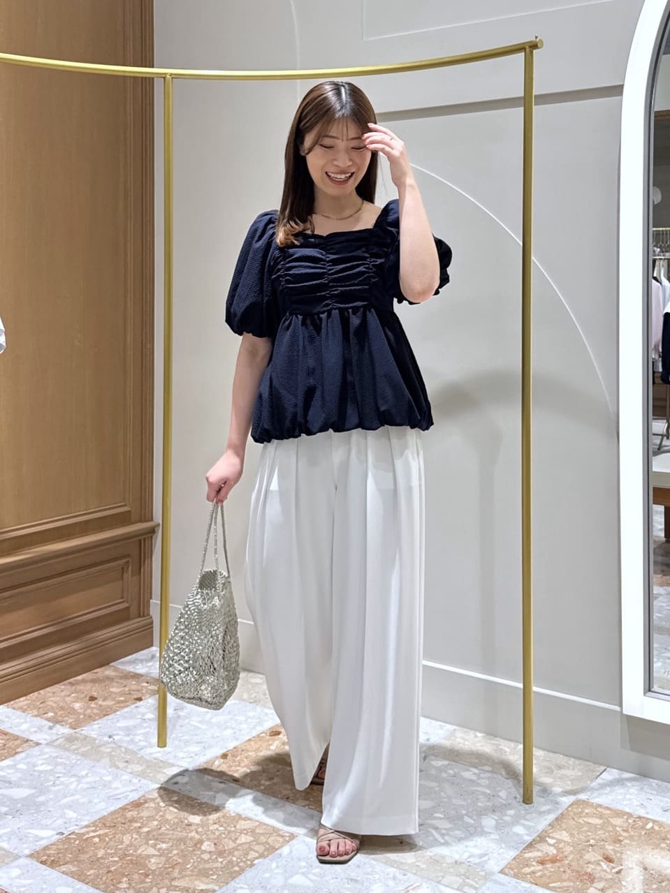 La boutique BonBonの【今すぐお届け・最強モテ系】バルーンペプラム 