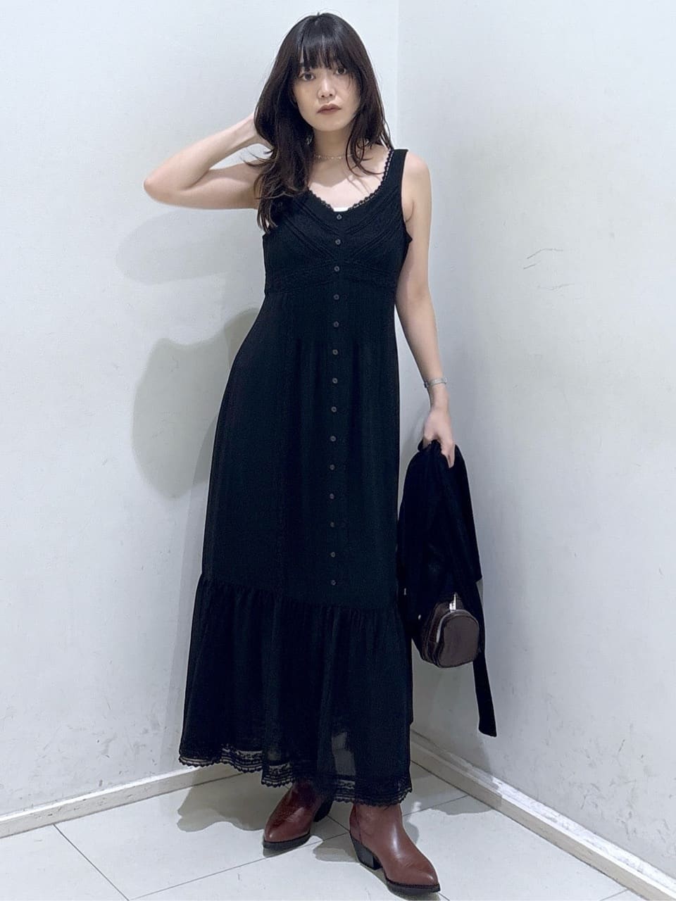 moussy | PIN TUCK CHIFFON MAXI ドレス | Rakuten Fashion(楽天