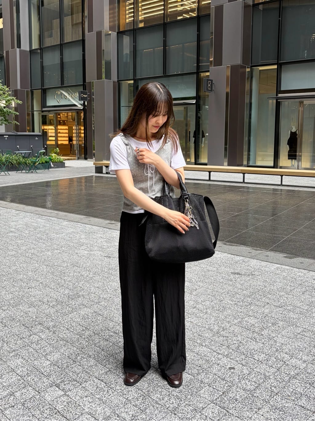ear PAPILLONNERの【ouchi/ほし企画】ダイヤメッシュ2WAYトートバッグLを使ったコーディネートを紹介します。｜Rakuten Fashion(楽天ファッション／旧楽天ブランドアベニュー)7256917