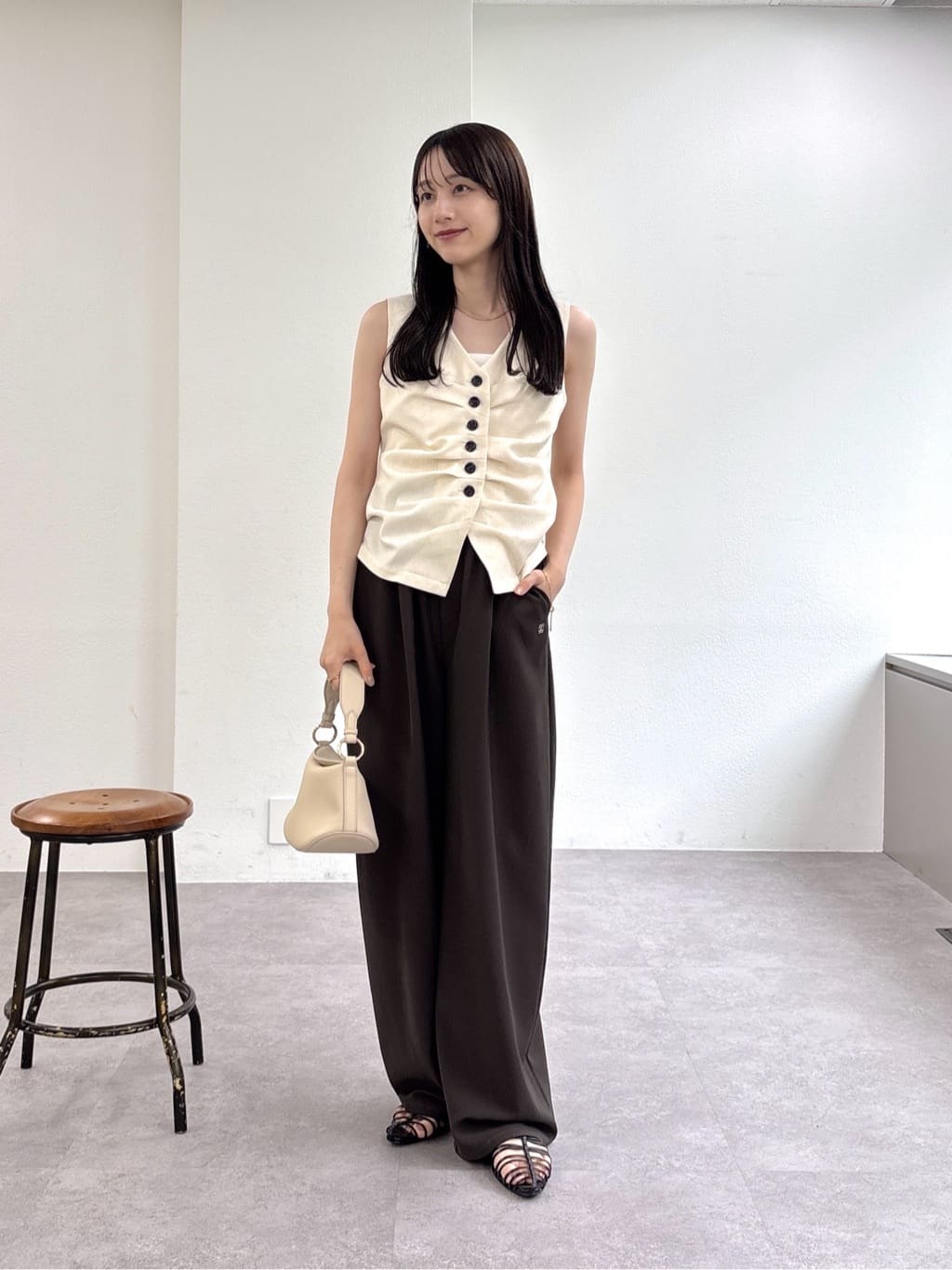 CAPRICIEUX LE'MAGE | リネンタッチギャザーベスト | Rakuten Fashion