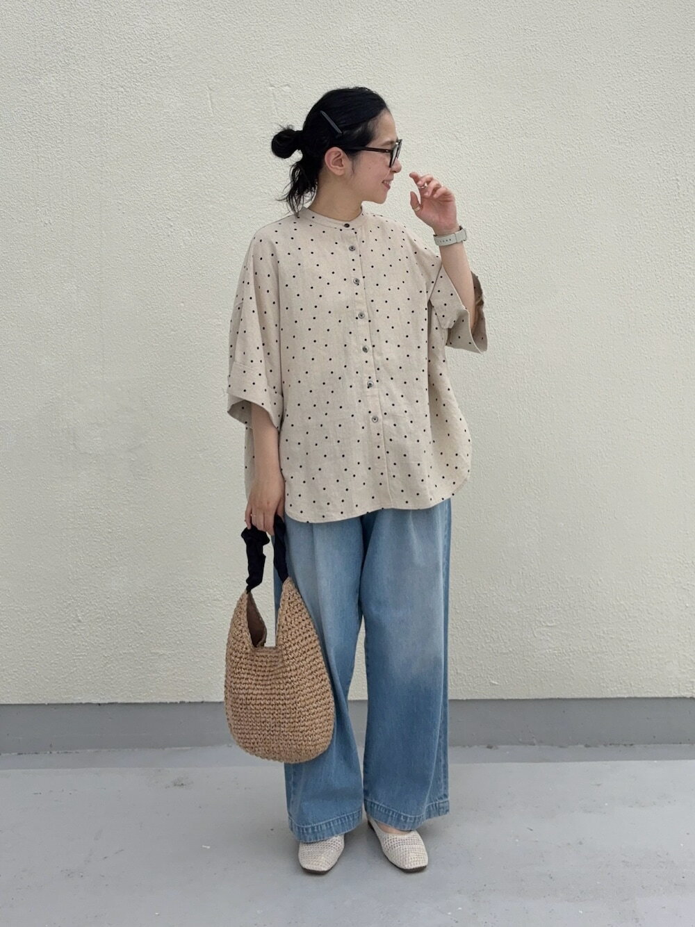 URBAN RESEARCH DOORS | リネンリヨセルドットドルマンシャツ