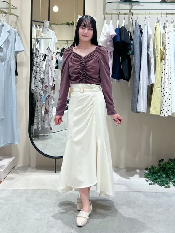 ナチュラルクチュール　ドレープデザインマーメイドスカート ナイスクラップ NICE CLAUP 【natural couture】ドレープデザイン