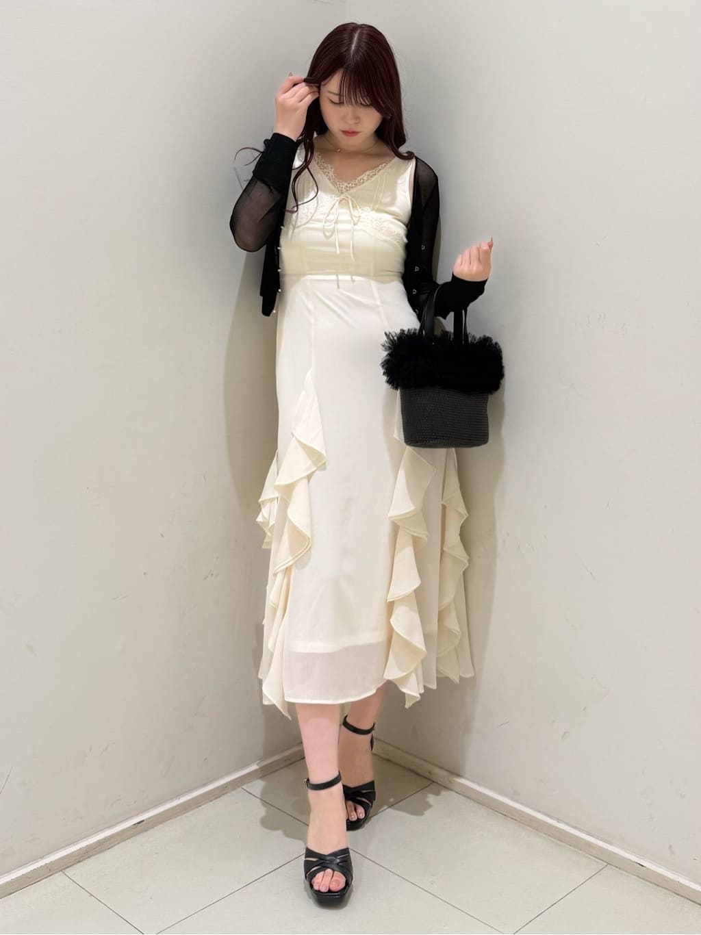 rienda | レースコンビフリルAラインワンピース | Rakuten Fashion