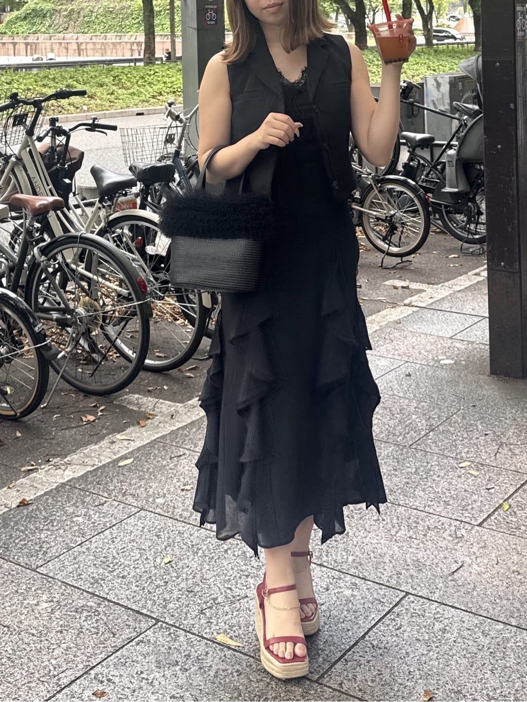 rienda | レースコンビフリルAラインワンピース | Rakuten Fashion