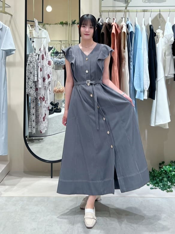 natural couture | <canami>配色ステッチラッフル袖ワンピース