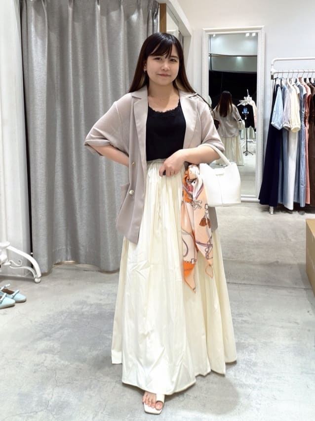 natural couture | ナイロンタフタステッチピンタックフレアスカート