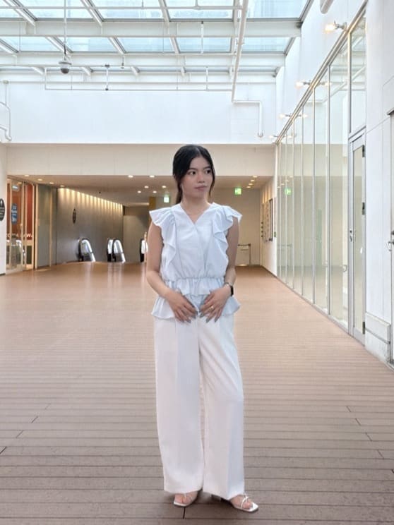 NATURAL BEAUTY BASICの<山本里菜さんコラボ>ラッフル楊柳ペプラム 