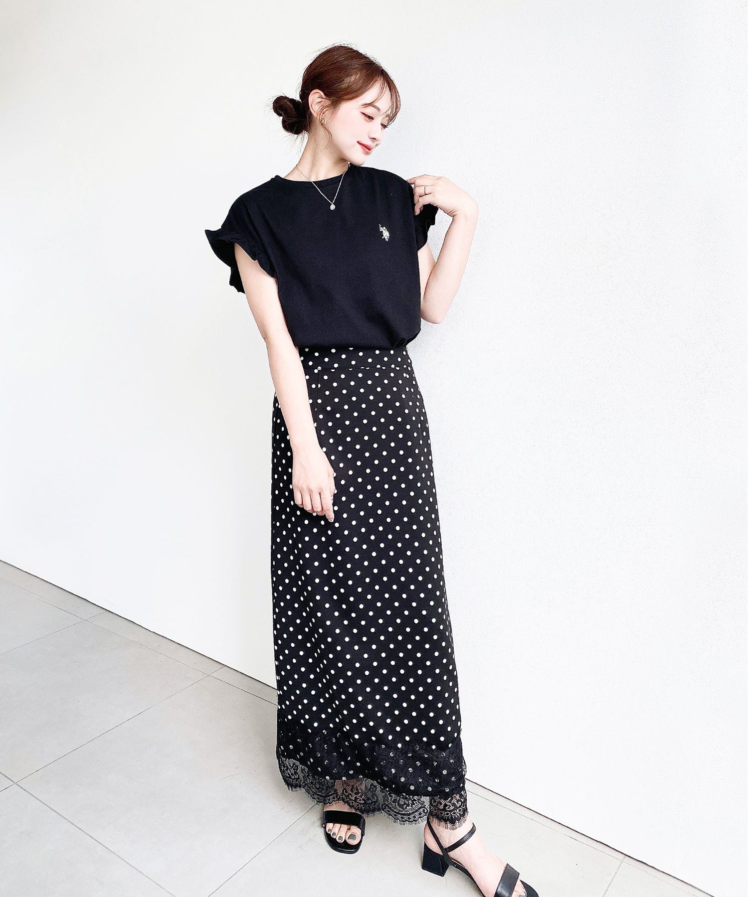 moment+のU.S.POLO ASSNワンポイント刺繍ショルダーフリルTシャツを使ったコーディネートを紹介します。｜Rakuten Fashion(楽天ファッション／旧楽天ブランドアベニュー)7272670