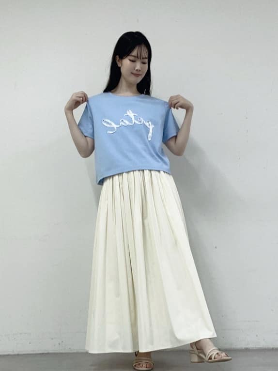 natural couture | ナイロンタフタステッチピンタックフレアスカート