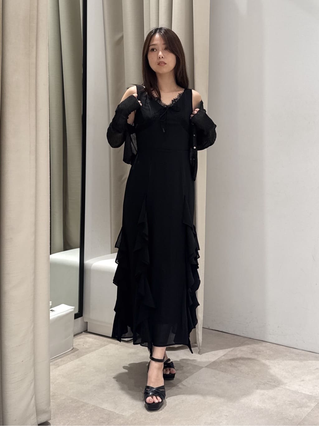 rienda | レースコンビフリルAラインワンピース | Rakuten Fashion