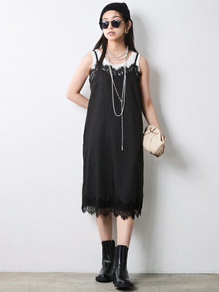 CHIC STYLEのレースストライプキャミソールワンピース<大きいサイズ有>シックスタイルを使ったコーディネートを紹介します。｜Rakuten Fashion(楽天ファッション／旧楽天ブランドアベニュー)7275565
