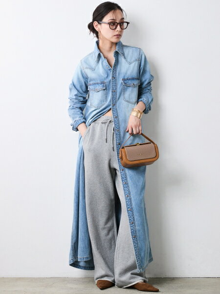 CHIC STYLEの綿100%デニムマキシシャツワンピース<大きいサイズ有>シックスタイルを使ったコーディネートを紹介します。｜Rakuten Fashion(楽天ファッション／旧楽天ブランドアベニュー)7275579