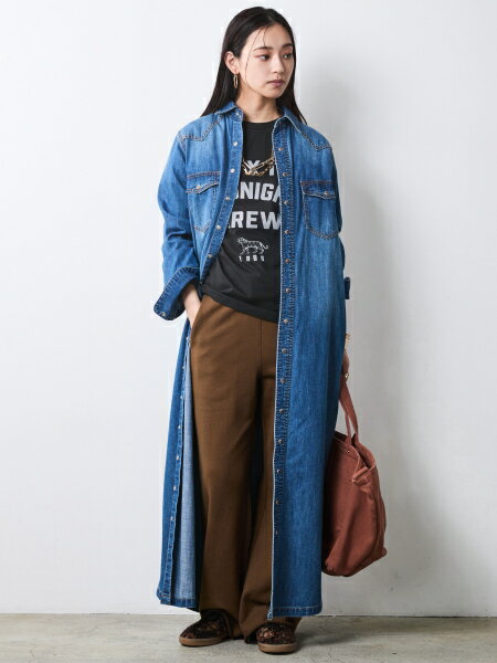 CHIC STYLEの綿100%デニムマキシシャツワンピース<大きいサイズ有>シックスタイルを使ったコーディネートを紹介します。｜Rakuten Fashion(楽天ファッション／旧楽天ブランドアベニュー)7275580