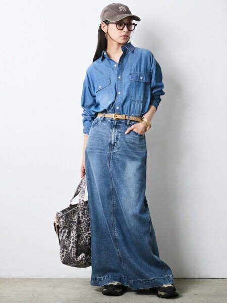 CHIC STYLEの綿100%スーパーライトオンスデニムシャツ<大きいサイズ有>シックスタイルを使ったコーディネートを紹介します。｜Rakuten Fashion(楽天ファッション／旧楽天ブランドアベニュー)7275543