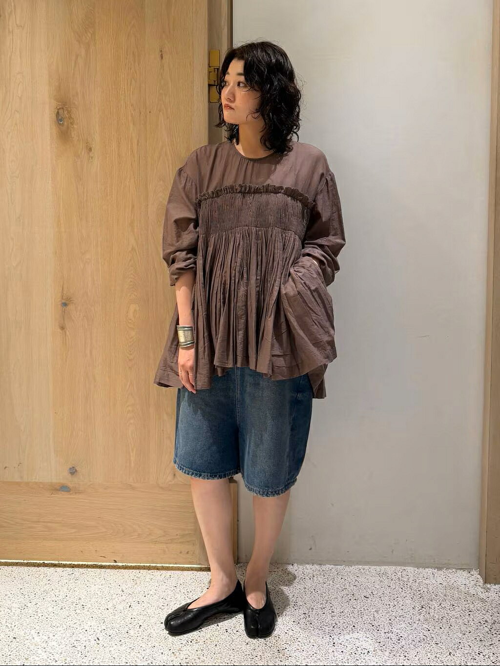 Curensology【&RC】ワイドルーズハーフデニムパンツ ブラック38 Curensology（カレンソロジー） ワイドパンツ ジーンズ デニム デニム