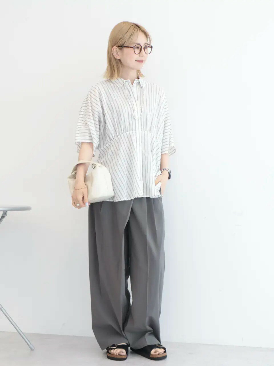 AMERICAN HOLICの【接触冷感】ストライプペプラムブラウスを使ったコーディネートを紹介します。｜Rakuten Fashion(楽天ファッション／旧楽天ブランドアベニュー)7275842