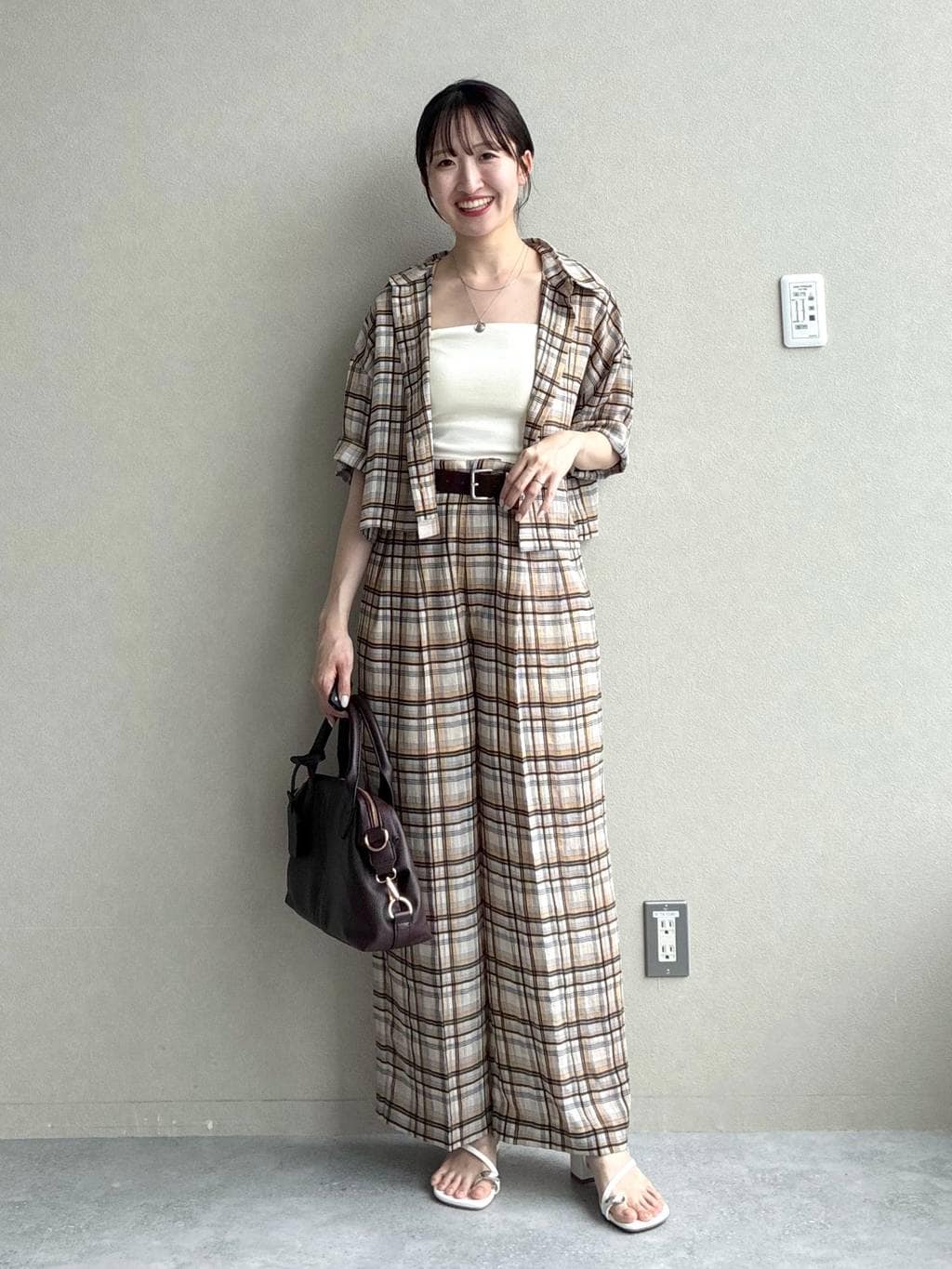 mysty womanのシアーチェックシャツ半袖を使ったコーディネートを紹介します。｜Rakuten Fashion(楽天ファッション／旧楽天ブランドアベニュー)7282054