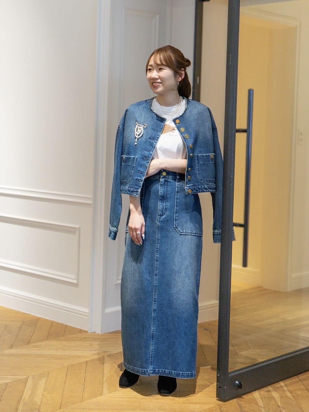 ARULLE ノーカラー デニムジャケット allureville | デニムノーカラージャケット | Rakuten Fashion(楽天