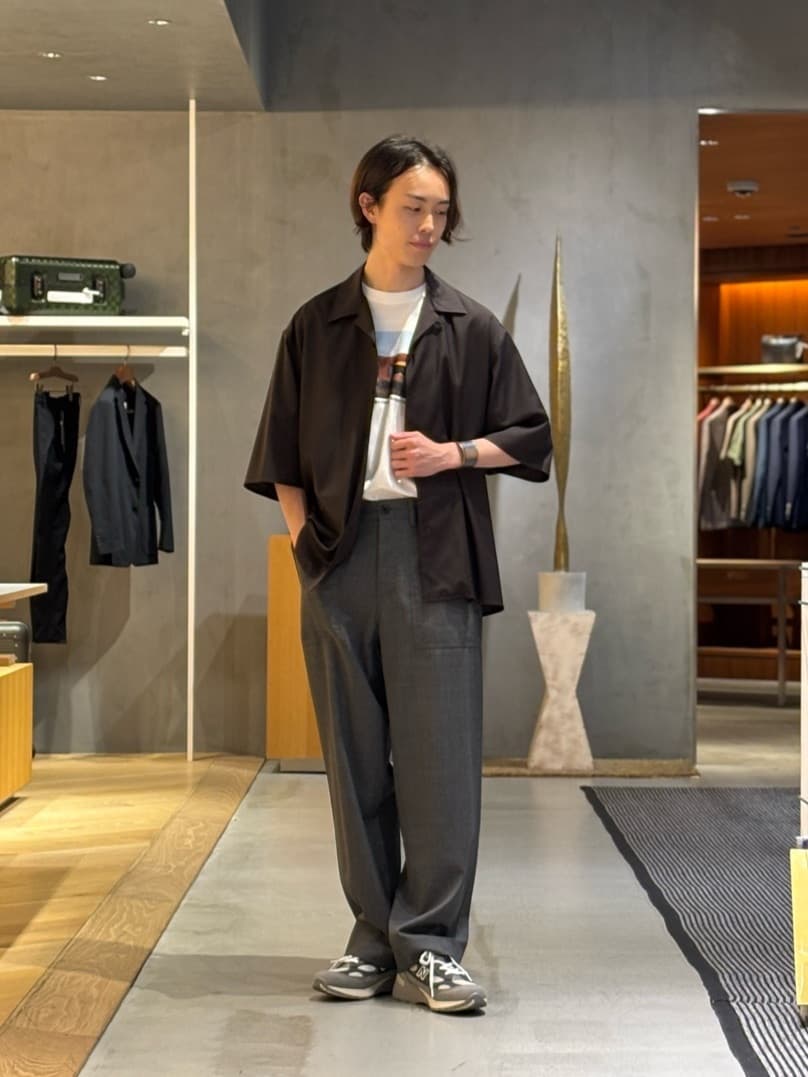 UNITED ARROWS LOEFF トロピカルウール 半袖シャツ UNITED ARROWS | <LOEFF>トロピカルウール オープンカラー シャツ MENS