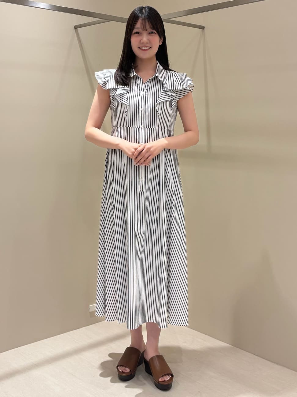 NATURAL BEAUTY BASIC | リボンラッフルシャツワンピース | Rakuten