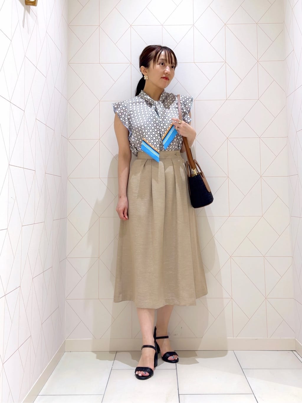 ANAYI | 幾何プリントボウタイ ブラウス<セットアップ対応商品