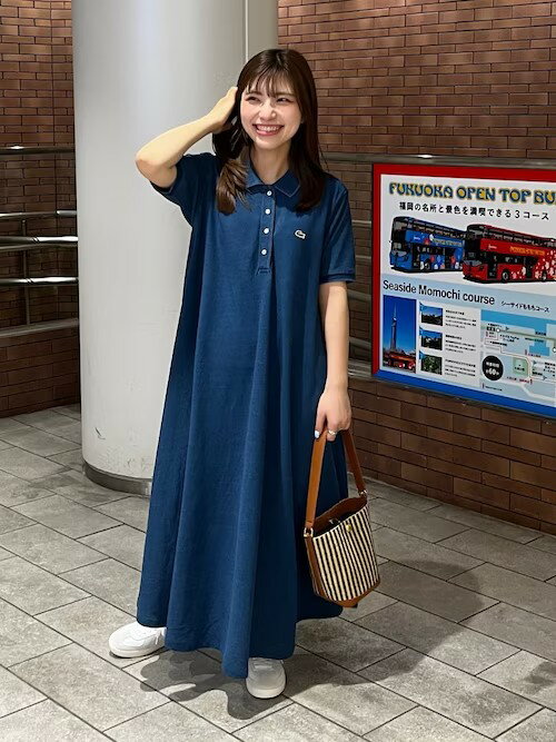 LACOSTE | インディゴ鹿の子ポロドレス / フレアワンピース | Rakuten
