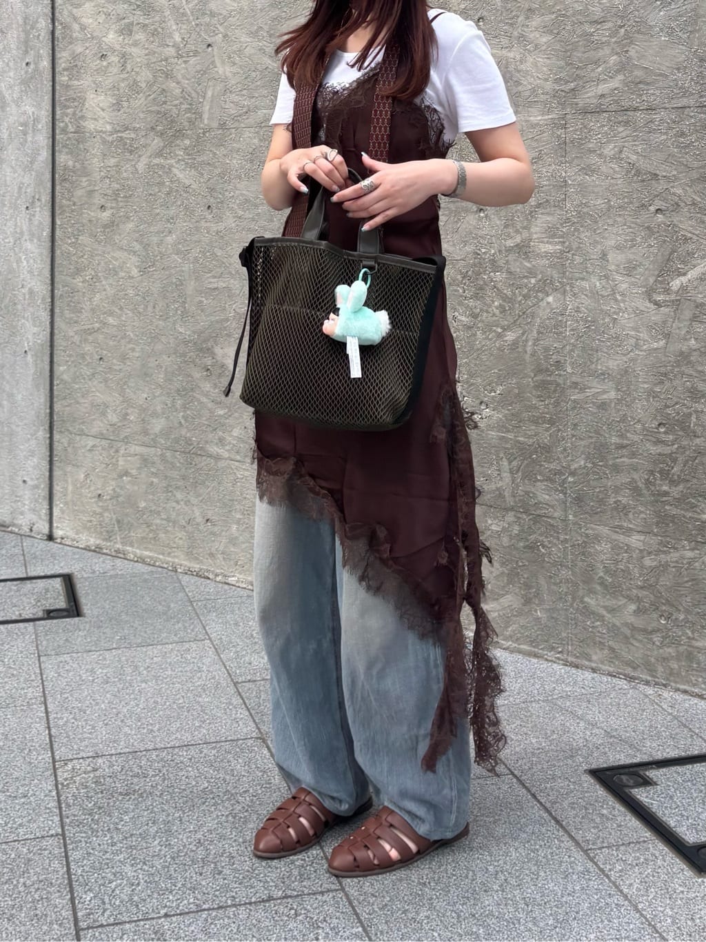 ear PAPILLONNERの【ouchi/ほし企画】ダイヤメッシュ2WAYトートバッグSを使ったコーディネートを紹介します。｜Rakuten Fashion(楽天ファッション／旧楽天ブランドアベニュー)7310809