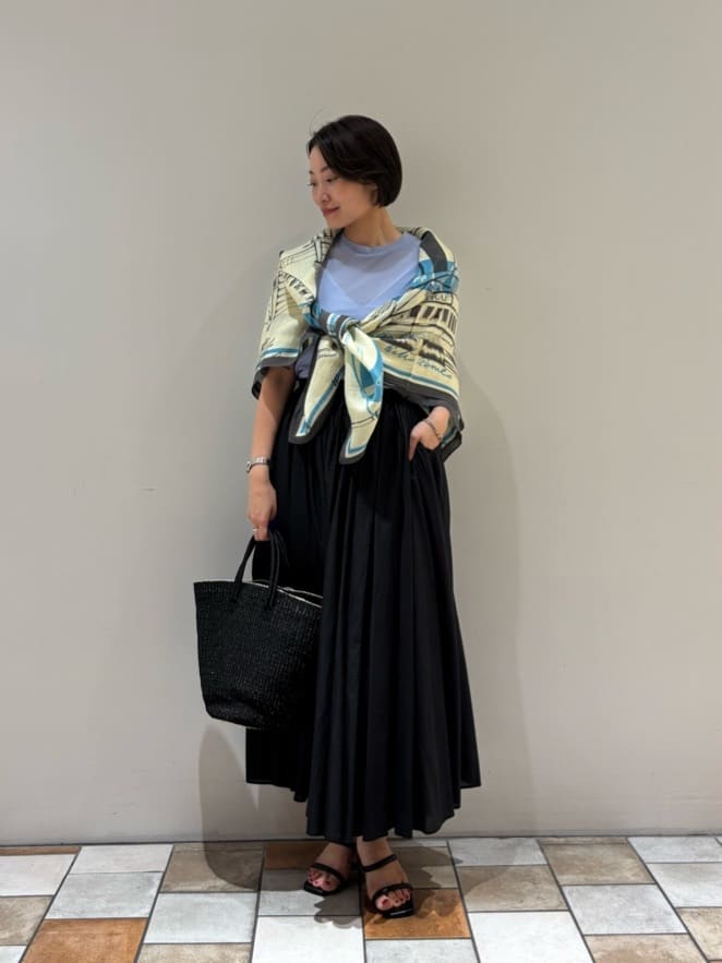 未使用　ユナイテッドアローズ 一部別注 ＜manipuri＞ストールBLACK manipuri＞C/SI ストール 2
