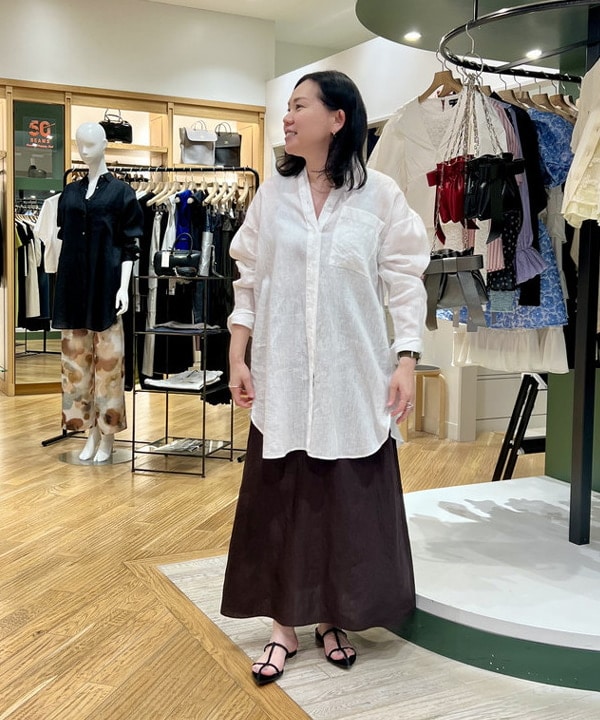 Demi-Luxe BEAMS | シンプル リネン スカート .M | Rakuten Fashion