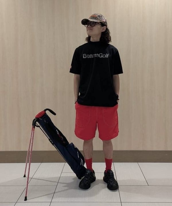 BEAMS GOLF | ORANGE LABEL / バッグロゴ ツリーカモ モックネック