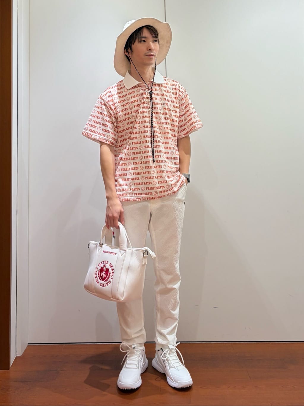PEARLY GATES | ロゴニコ総柄 KAZEメッシュ半袖ポロシャツ | Rakuten