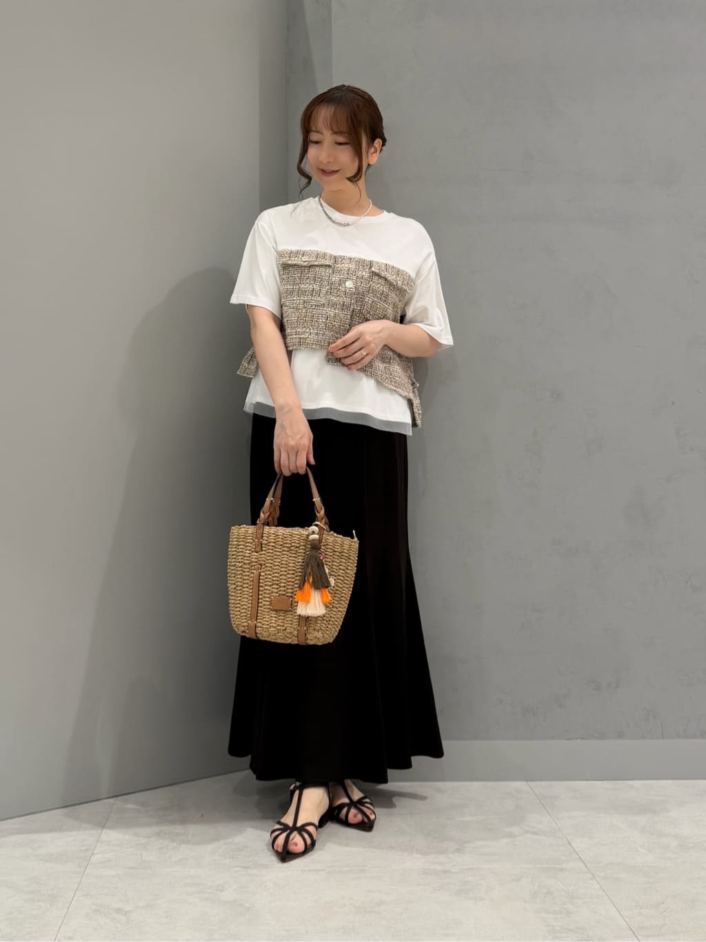 Vin | ツイード&チュールドッキングTシャツ | Rakuten Fashion(楽天