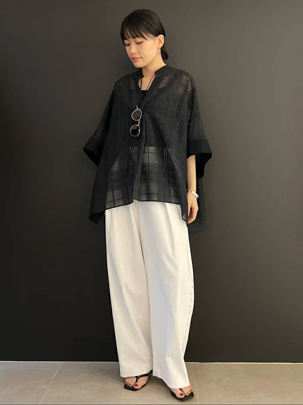 Curensology | シアーチェックブラウス | Rakuten Fashion(楽天