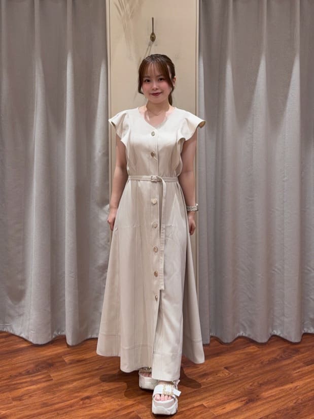 natural couture | <canami>配色ステッチラッフル袖ワンピース