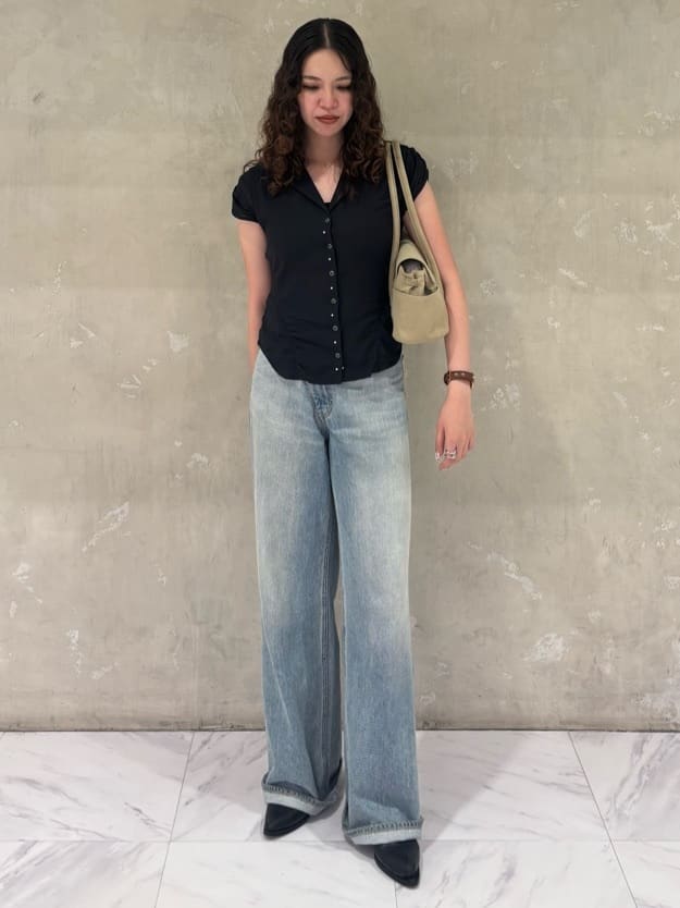 moussyのSTUDDED OPEN COLLAR シャツを使ったコーディネート | Rakuten 
