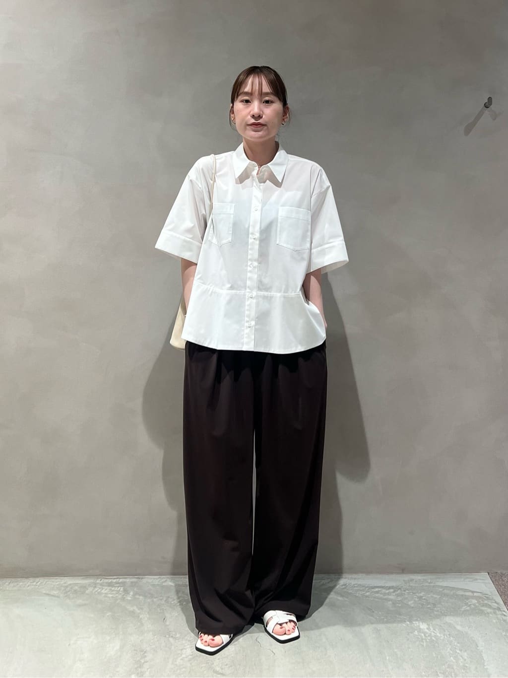 AEWEN MATOPH ペプラムショートスリーブシャツ ウォッシャブル AEWEN MATOPH＞ペプラムショートスリーブシャツ ウォッシャブル
