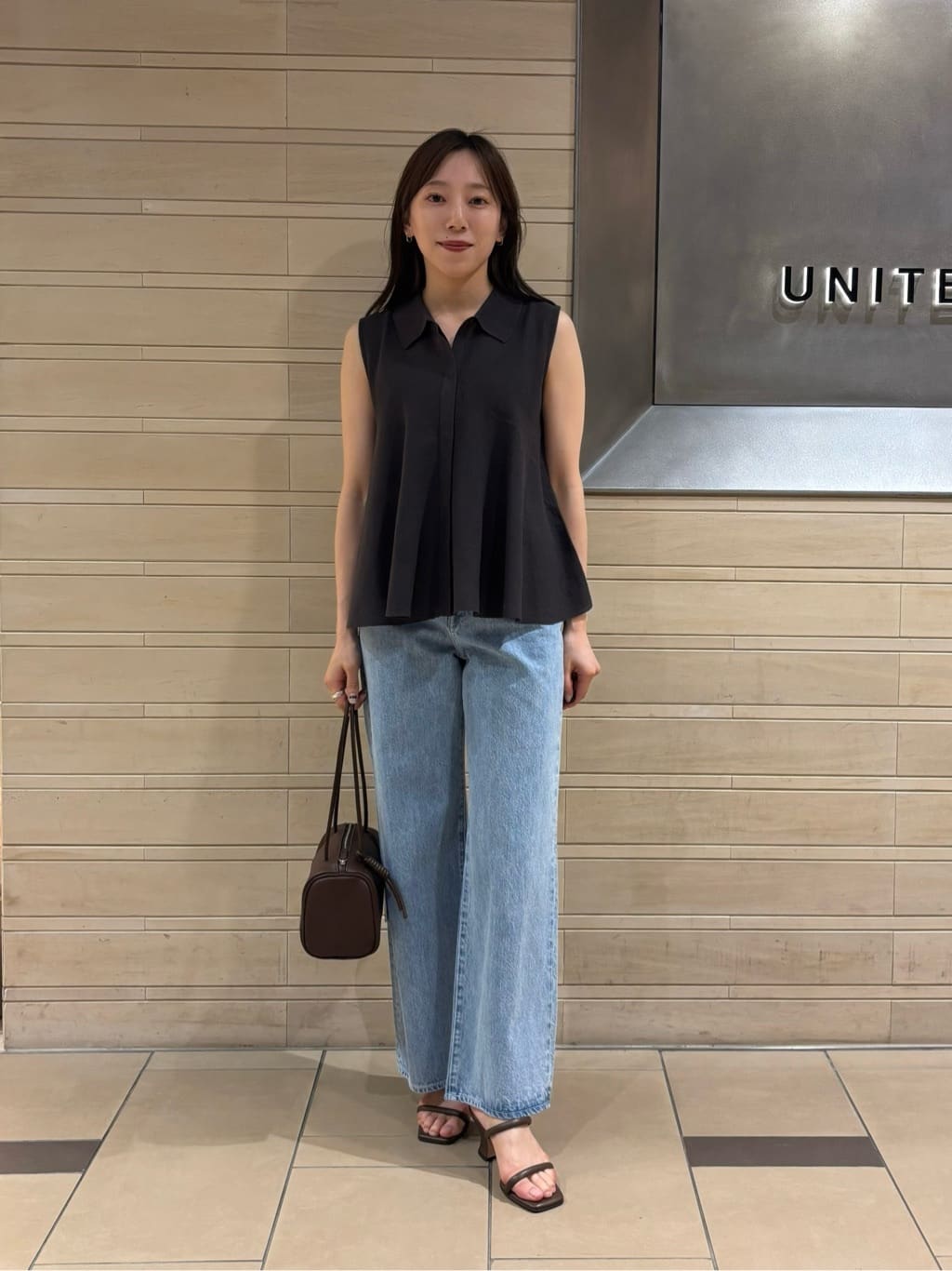UNITED ARROWS | ペプラム フレア ノースリーブ ニット
