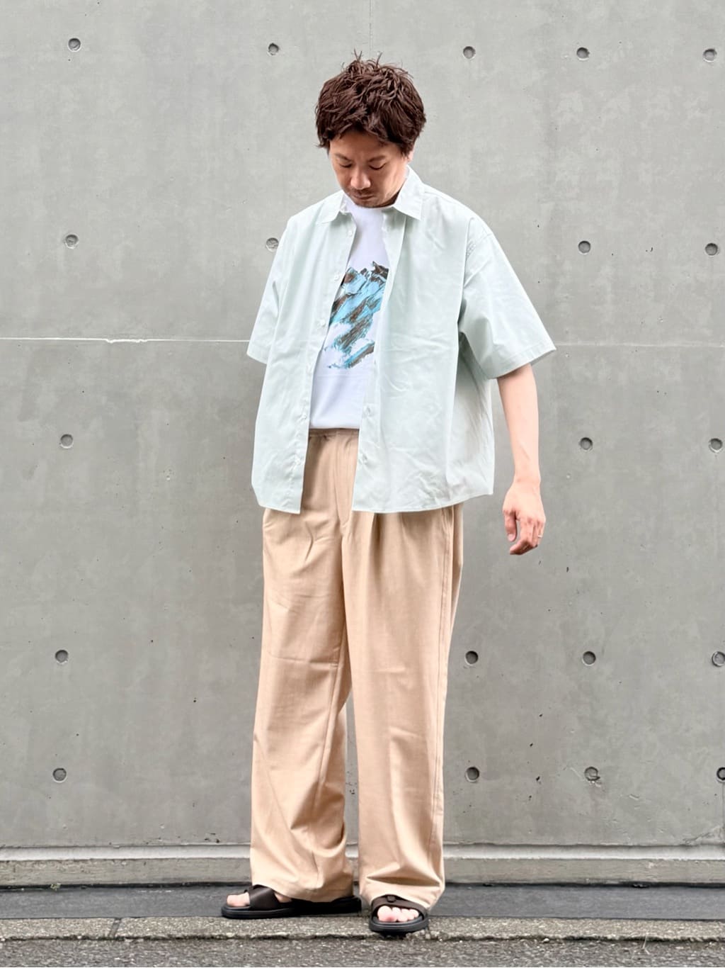 ABAHOUSE | アブストラクト グラフィック プリントTシャツ / オーバー