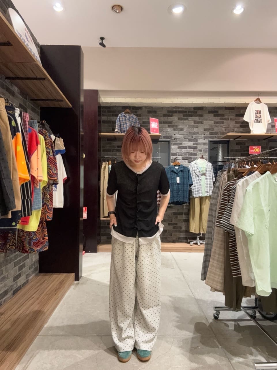 CIAOPANIC TYPY | 【UNISEX】ピグメント加工ワッフルイージーパンツ