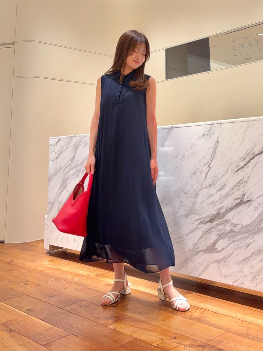 ANAYI | シフォンコンビ配色カラーワンピース | Rakuten Fashion(楽天