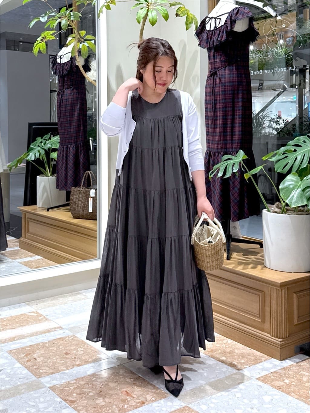 いけも【接触冷感・UVカット】クールタッチUVラウンドネックカーディガン La boutique BonBon | 【接触冷感・UVカット】クールタッチUVラウンド