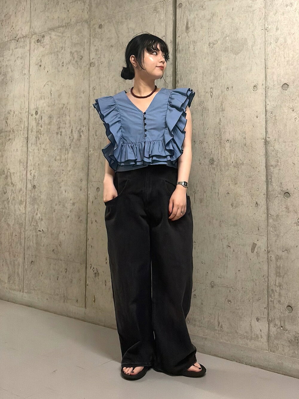KBF | 2WAYバイカラーフリルブラウス | Rakuten Fashion(楽天