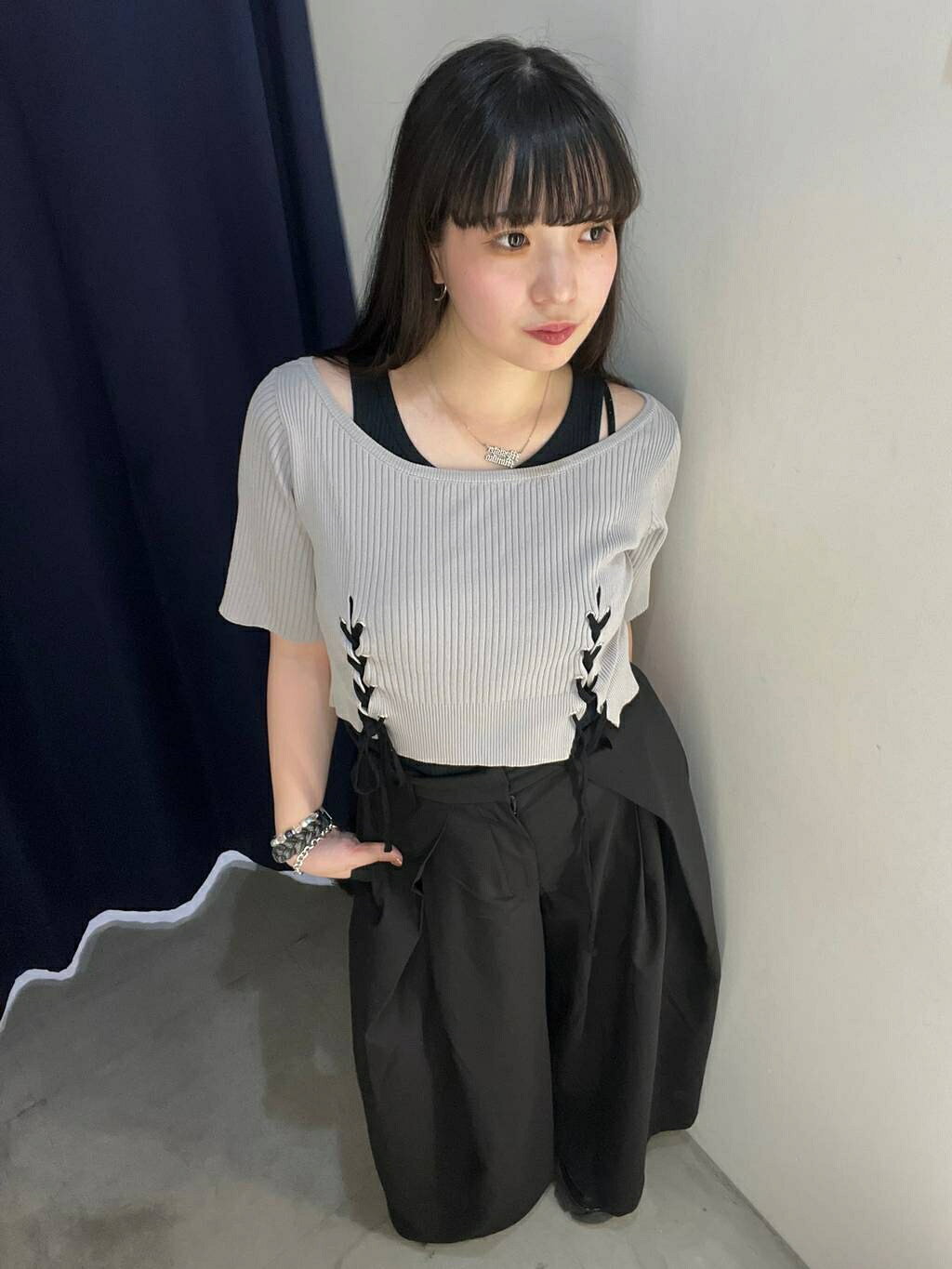 PAGEBOY | レースアップリブ×タンクSET | Rakuten Fashion(楽天