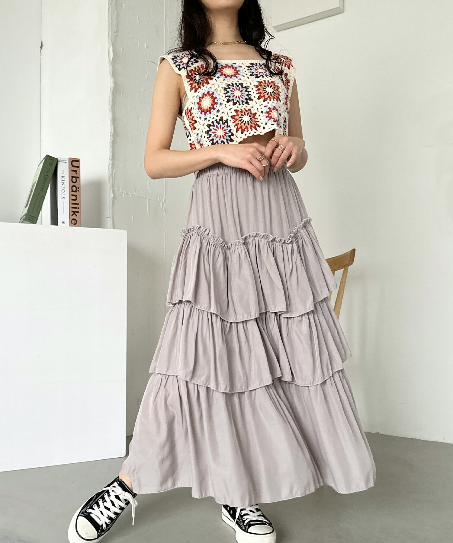 Outfitter lab | Iラインギャザーティアードロングスカート | Rakuten