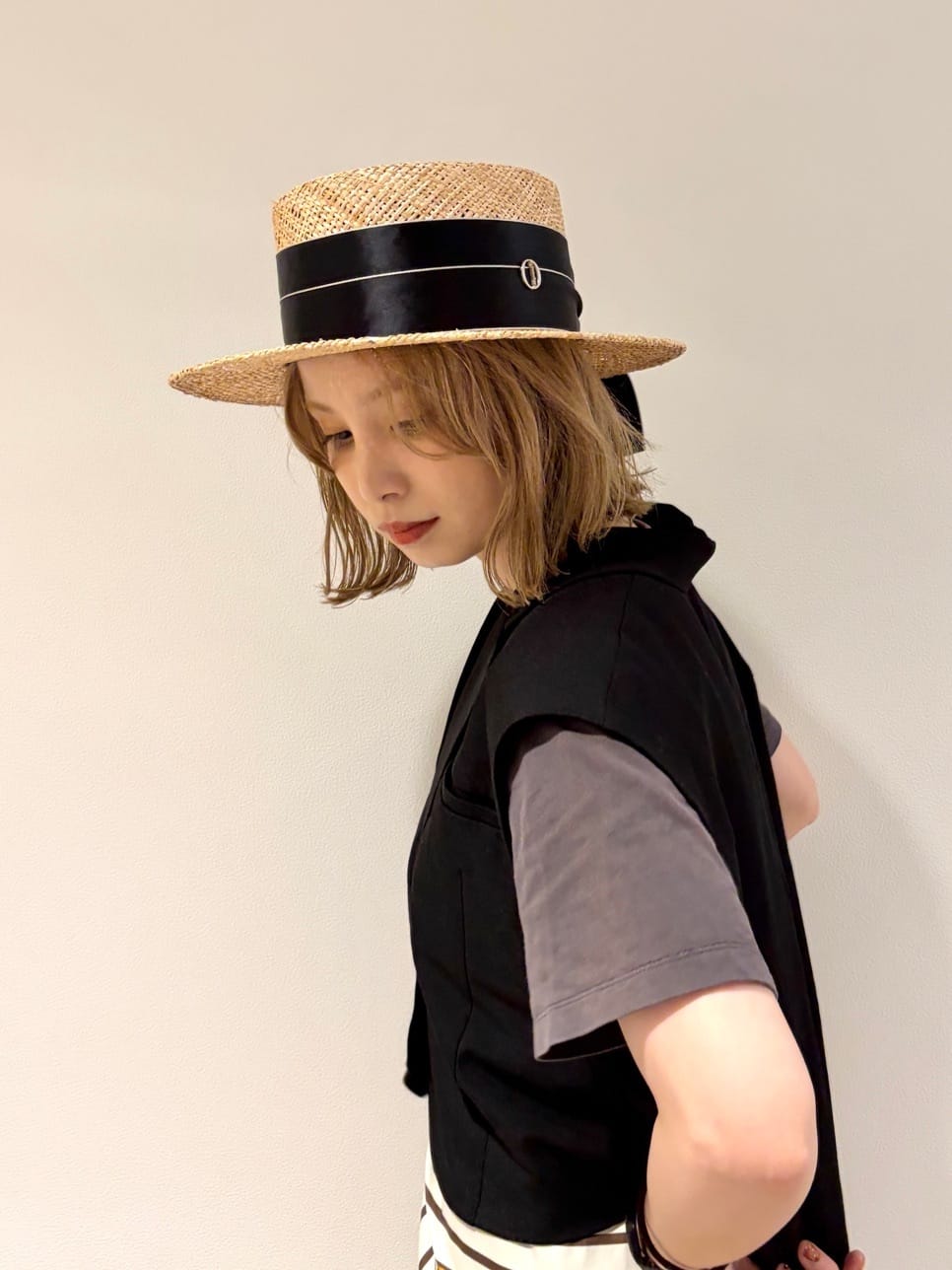 OVERRIDE | Chapeau d' O Satin Ribbon Bao Canotier / シャポードオー
