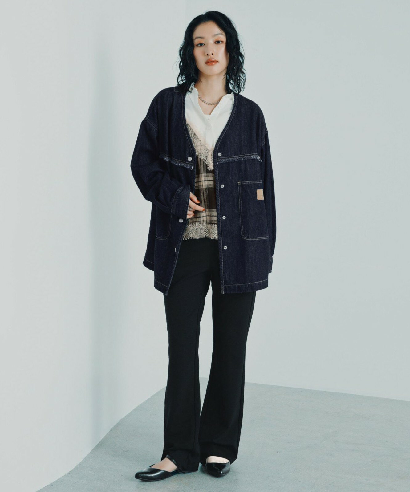 LEPSIM | ノーカラーデニムシャツ | Rakuten Fashion(楽天ファッション