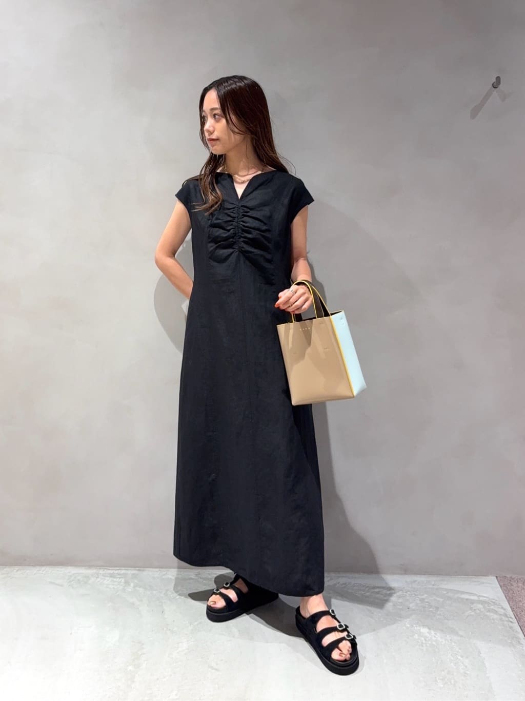UNITED ARROWS | リネン シャーリング スキッパー ワンピース