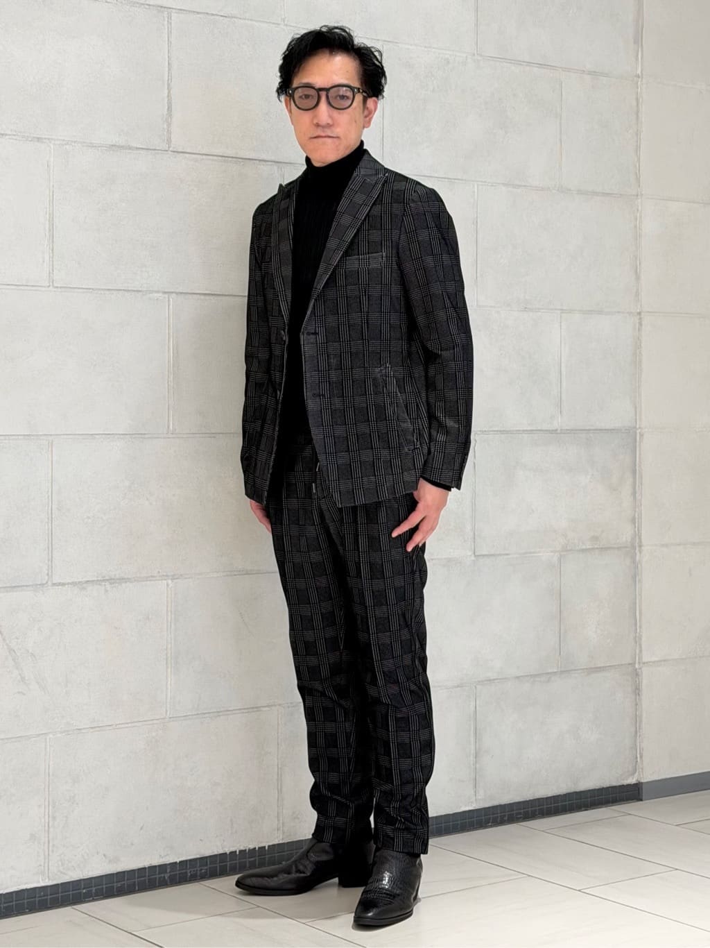 5351 POUR LES HOMME  クロコ型押し 43 5351POUR LES HOMMES | クロコダイル エンボス スクエアトゥ サイド