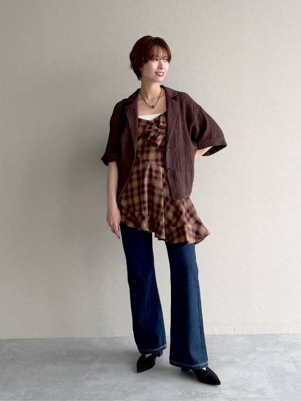 mysty womanの楊柳ジャケット半袖を使ったコーディネートを紹介します。｜Rakuten Fashion(楽天ファッション／旧楽天ブランドアベニュー)7384919